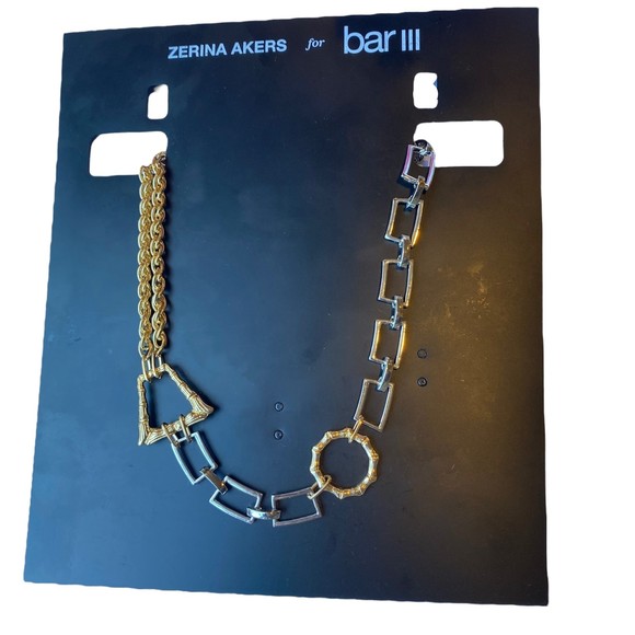 Zerina Akers for Bar III Two-Toned Geometric Link Necklace NWT - Picture 1 of 5